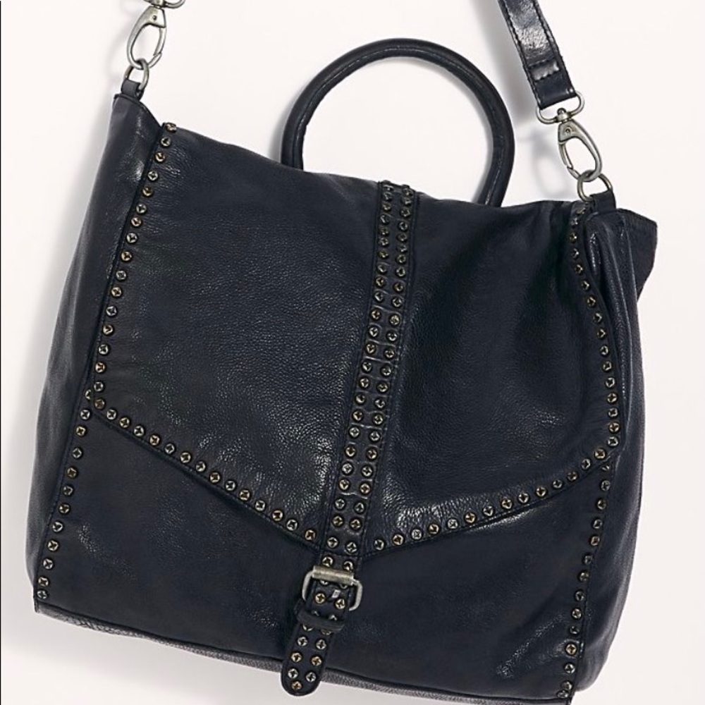 Bianca Studded Leather Messenger Bag